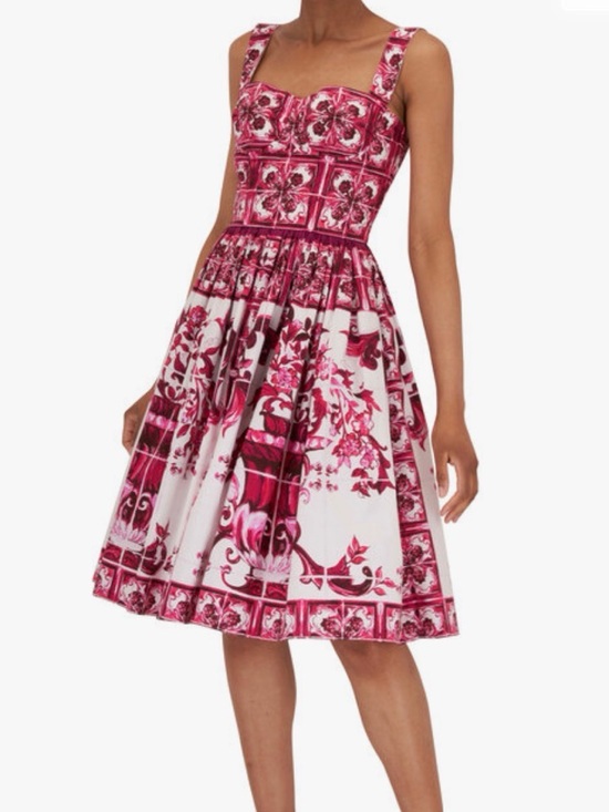 Dolce & Gabbana Dresses & Skirts - Dolce & Gabbana Pink and White Maiolica Print Dress